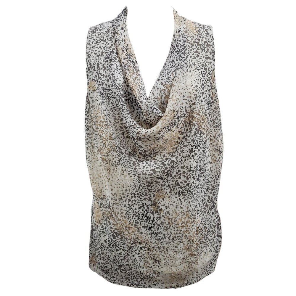 Ann Taylor Womens Sleeveless Animal Print Cowl Neck Blouse Large - Picture 5 of 7